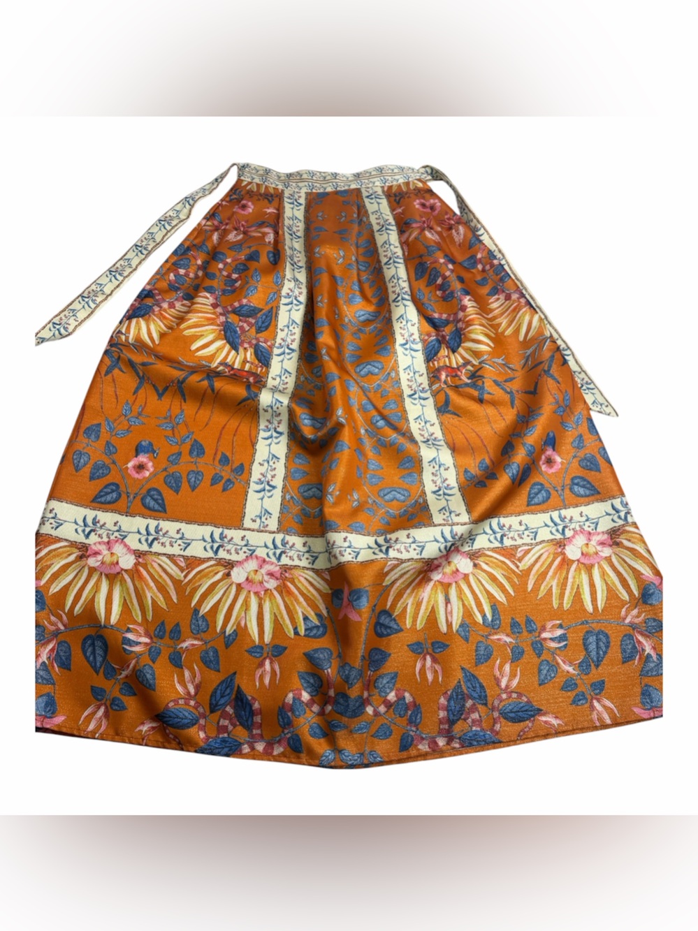 NWT Anthropologie Jealous Tomato Orange Floral Maxi Skirt - Boho Print. Small. - Picture 3 of 8